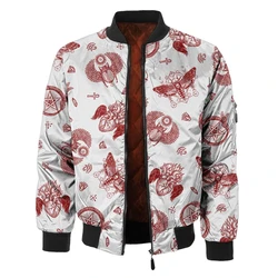 Full Printing Graphic Jacket Men Women Long Sleeve Stand Collar Jackets Fun Flowers Cute Animal Autumn Outdoor Casual Coat