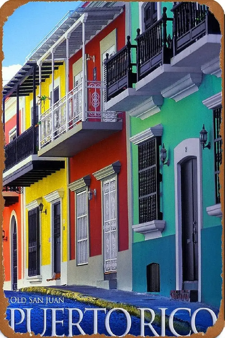 1p, металлический плакат в стиле ретро, винтажная жестяная вывеска, металлическая пластина, США, Старый Сан Хуан, Пуэрто-Рико, Америка, реклама для путешествий, художественный принт 1p, металлический плакат в стиле ретро, винтажная жестяная вывеска, металлическая пластина, США, Старый Сан Хуан, Пуэрто-Рико, Америка, реклама для путешествий, художественный принт