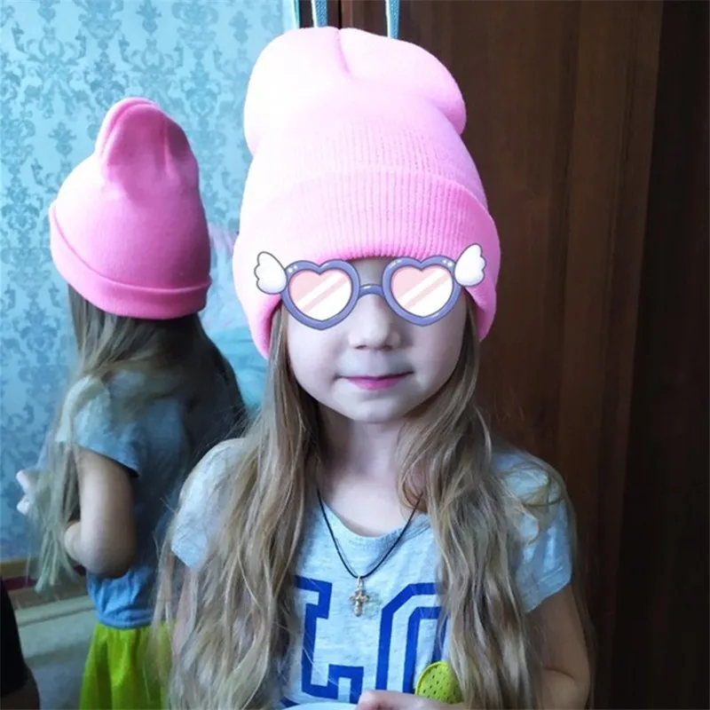 Nuevo gorro tejido de invierno para niños, niñas, mujeres, hombres, Unisex, cálido, al aire libre, otoño, gorros de ganchillo para niños, gorro de bebé de Color sólido