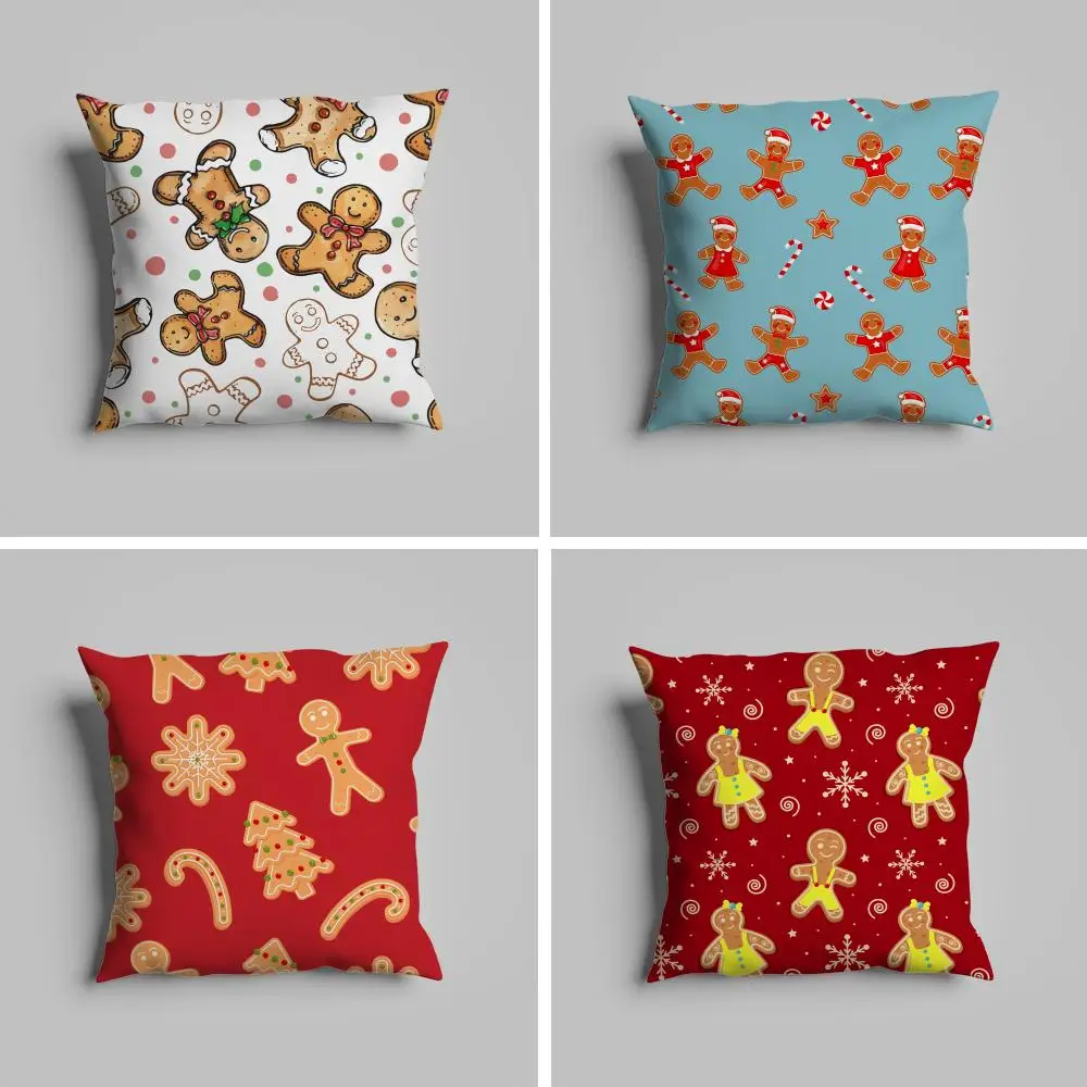

Cute Gingerbread Man Christmas Pillow Case luxurious home office, sofa decorative Multi sized car seat cushions, pillowcases