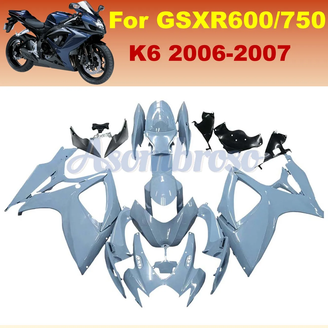 Motorcycle Accessories Fairing Kit Fit For GSX-R600 750 GSXR600 GSXR750 2006 2007 K6 K5 k7 ABS Injection Nardo Grey Bodywork set