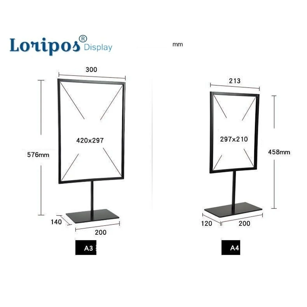 A3/a4 Metal Poster Stand Desk Menu Stand Desktop Promotion Billboard Metal Poster Stand Photo Holder Table Picture Banner Rack