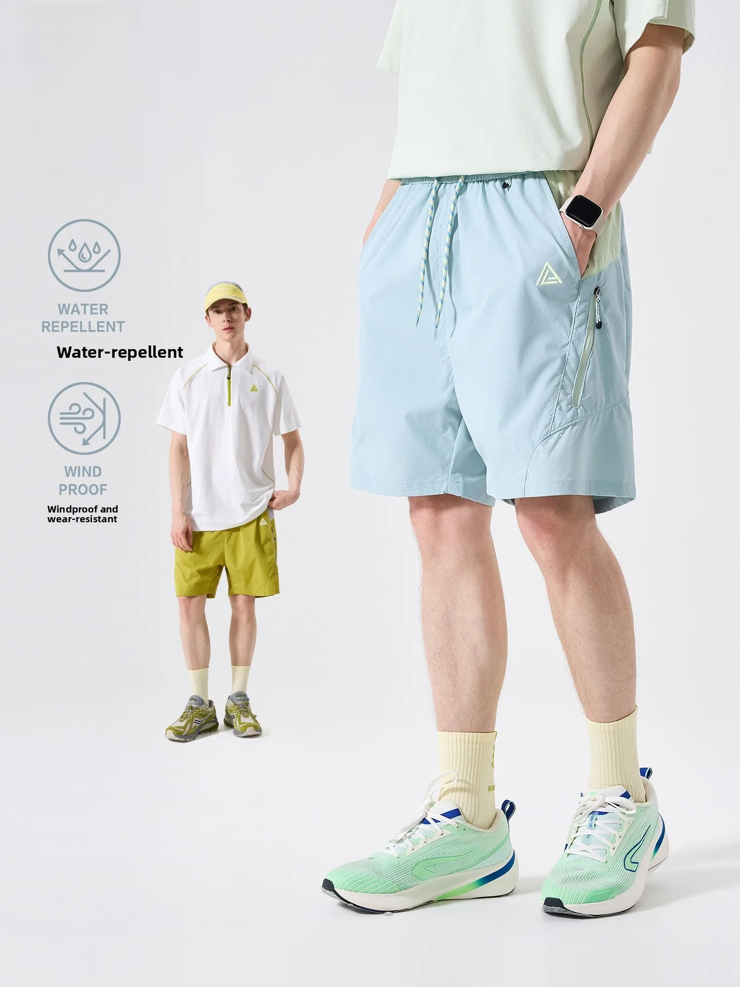 

LAZY DAY Men's Outdoor Waterproof Work Shorts Summer Breathable Hiking Mountain Sports Five-Quarter Length Polyester Fiber