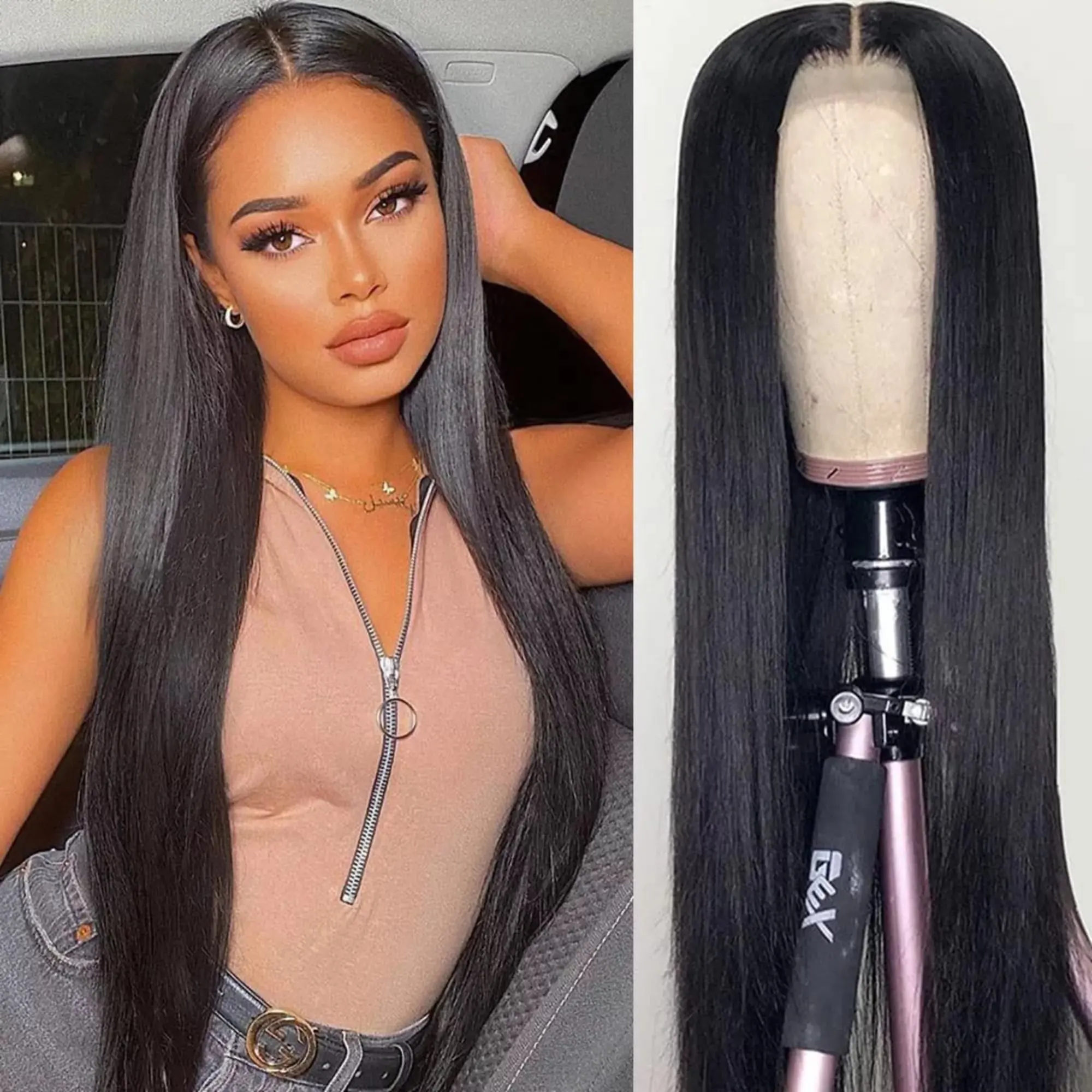 Rosabeauty 250 Density 13x6 Straight Lace Front Wig Human Hair 30 40 Inch 13X4 Frontal 5X5 Glueless Wigs For Women