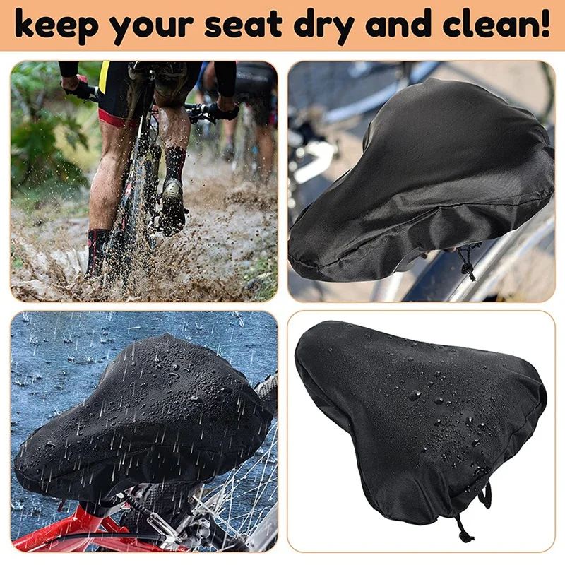 3 Pcs Waterproof Bike Seat Rain Cover With Drawstring Mountain Bicycle Seat Cover Rain Dust Protective Cushion Saddle