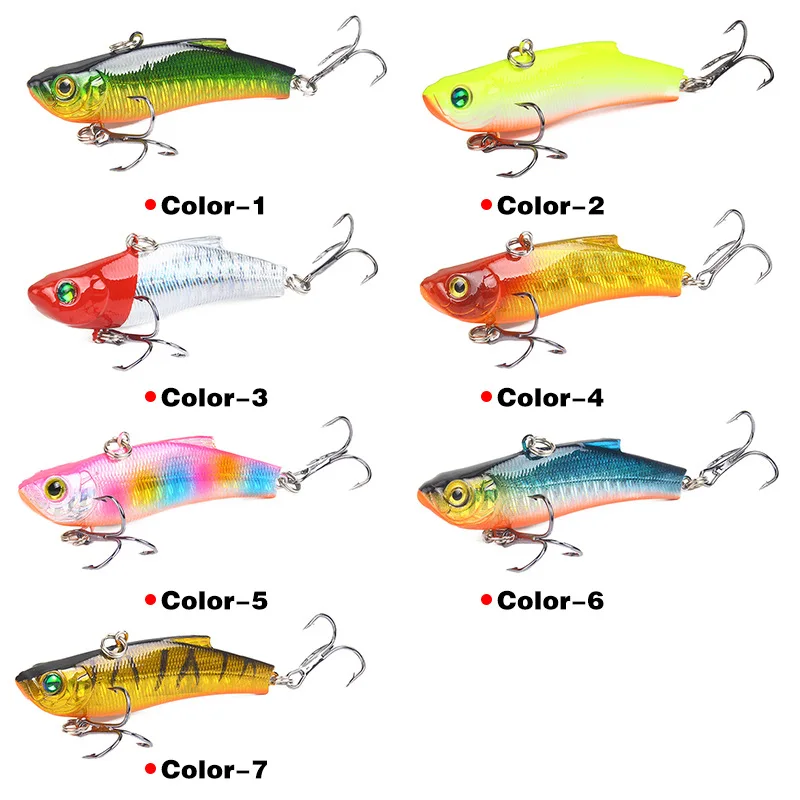 1Pcs Winter Ice Fishing Lure 7cm/18g Sinking Isca Artificial Rattlin Vibration VIB Hard Bait Crankbait Treble Hooks Tackle