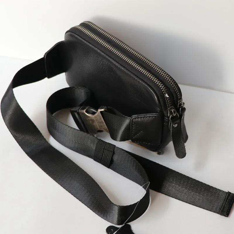 AETOO New Mini Outdoor Small Waist Bag Men\'s Sports Multifunctional Crossbody Back Top Layer Leather Casual Girls Mobile Phone