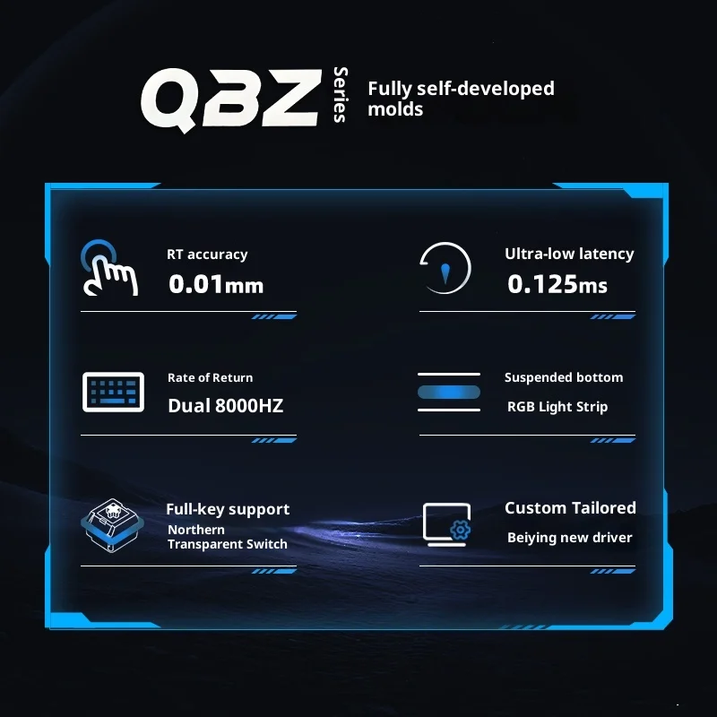 IPI QBZ Magnetische Tastatur, kabelgebunden, Aluminium, Dual 8k, RT0,01 mm, 0,125 ms, mechanische E-Sport-Gaming-Tastatur für FPS SOCD Vorverkauf