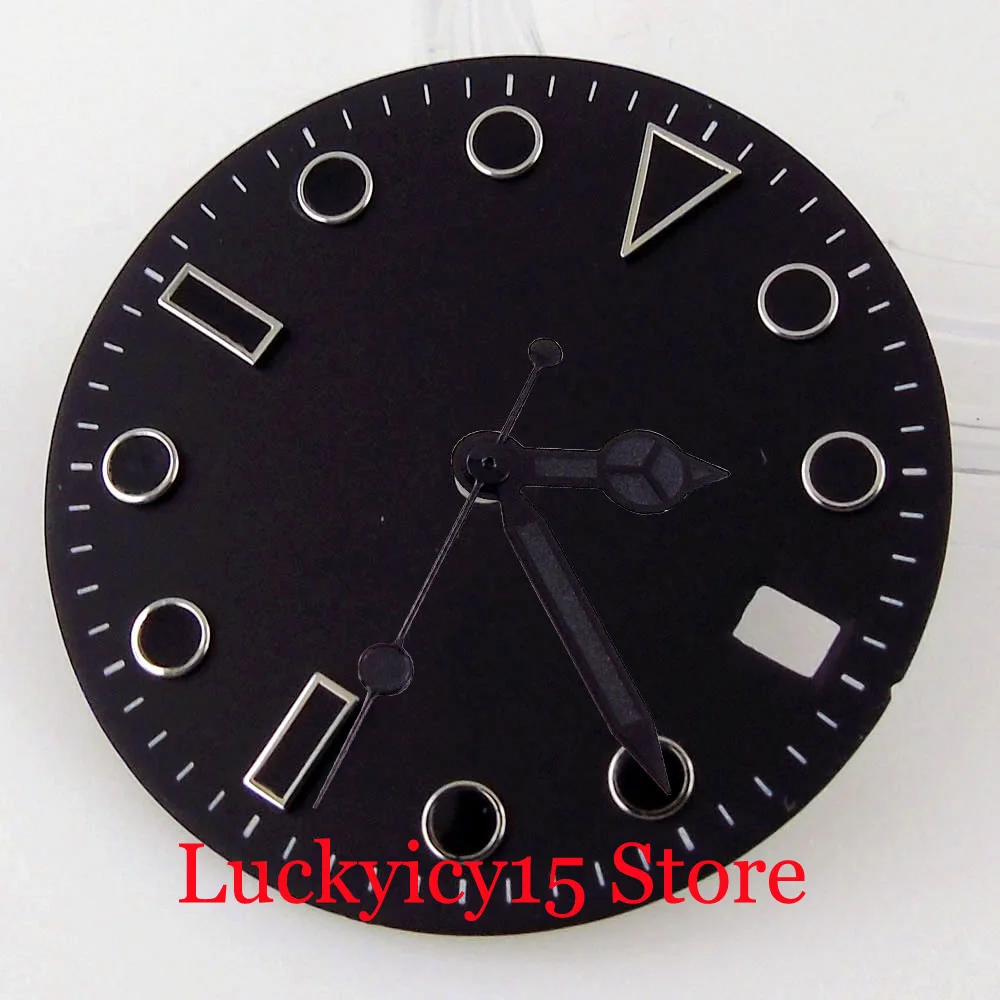 29MM Hand Fit NH35 NH36 MIYOTA82 DG Mingzhu2813 ETA2824 PT5000 ST2130 Movement Automatic Men Black Sterile Dial With Date Window