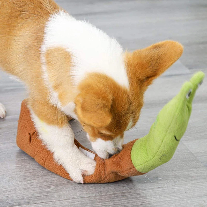 Dog Squeak Toys Pet Sniffing Plush Snails Toys Tibetan Food Molar Puzzle Dog Toys Interactive Dog Puzzle Toy Feeder Pet Supply