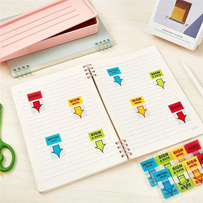 500Pcs Sign Here Stickers & Tabs Notarize Initial Here Sign And Date Tabs Stickers For Office School Students Notebook