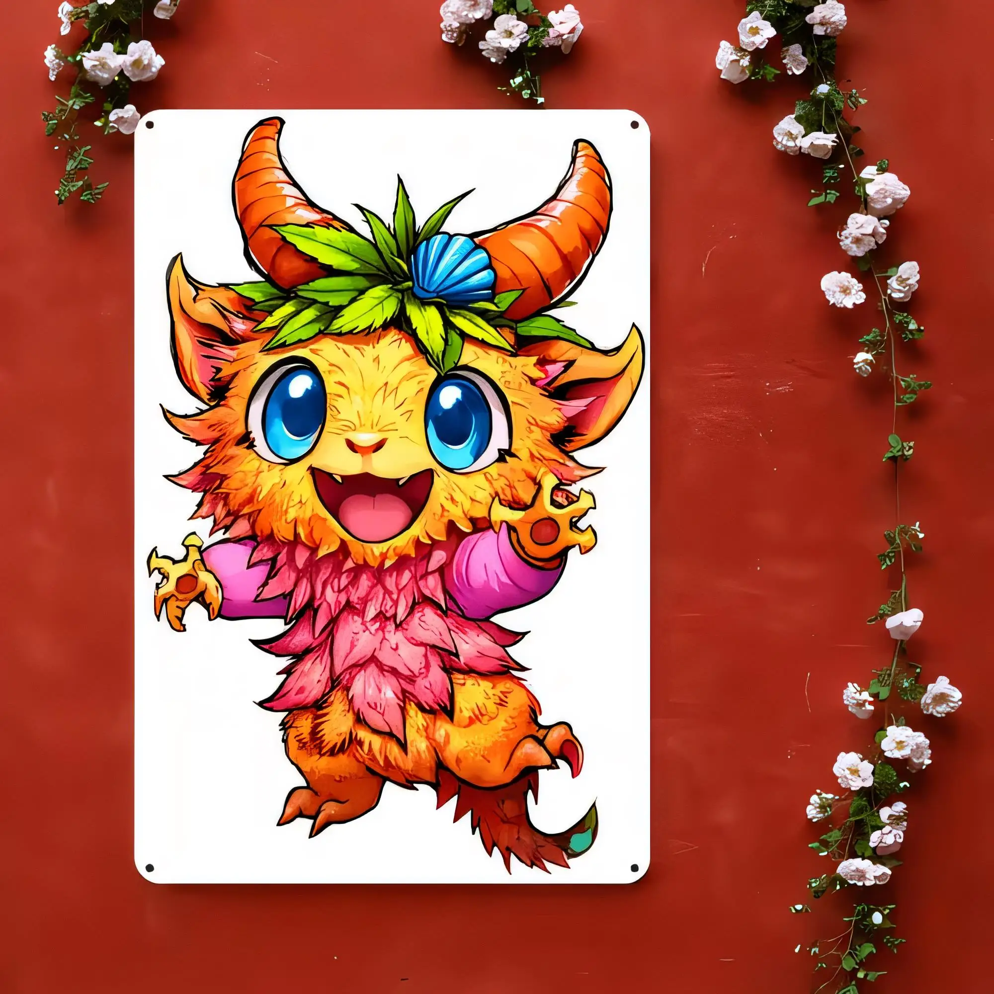 Tin Sign Cute Cartoon Baby Dragon Smiling Character Retro Metal Plaque Wall Decor for Kids Room Bedroom Bar Home Vintage Style P