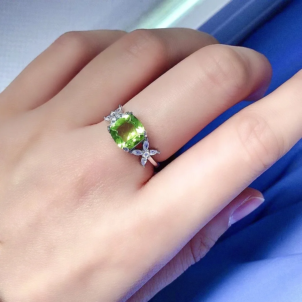 

Элегантное серебряное кольцо с перидотом для вечеринки, 8 мм * 8 мм, кольцо с натуральным перидотом класса VVS, 100% настоящее серебро 925 пробы, ювелирные изделия с перидотом