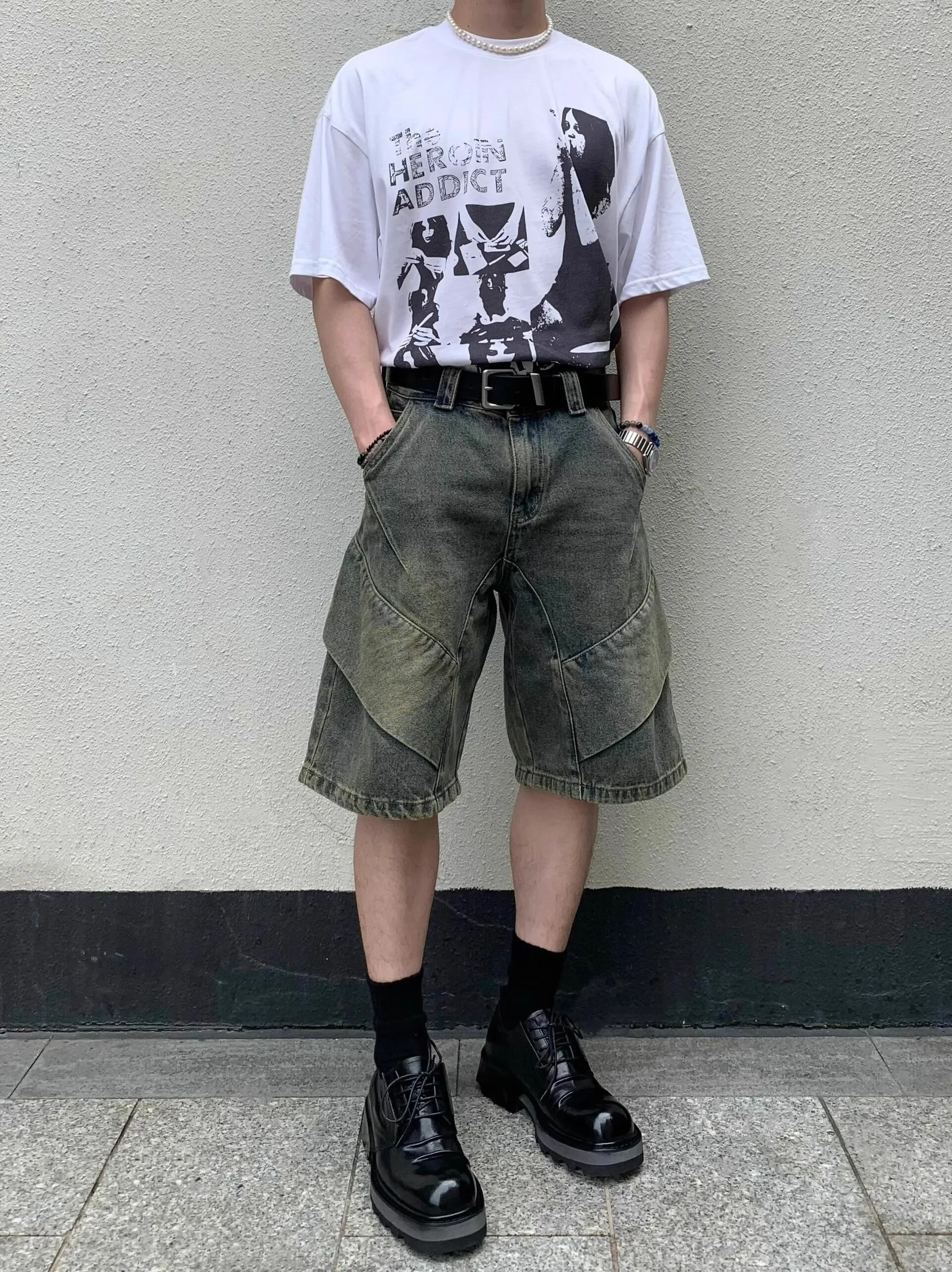 

Ретро-джинсы в американском стиле, дистресстые, свободного кроя, желтого цвета, длиной до середины икры, летние повседневные джинсы.