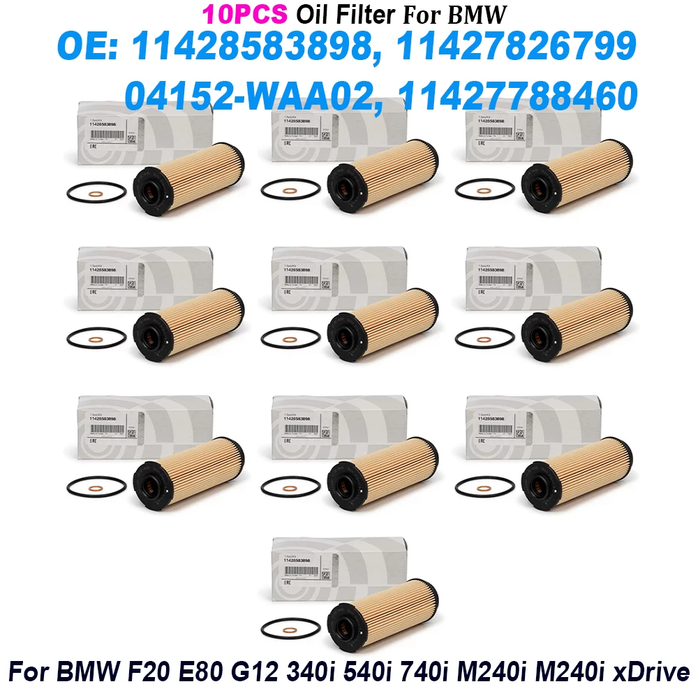 

10PCS Oil Filter 11428583898 11427826799 04152-WAA02 11427788460 For BMW F20 E80 G12 340i 540i 740i M240i M240i xDrive