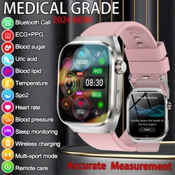 2024 neue medizinische Qualität Gesundheit Smartwatch für Frauen Männer Blutzucker Fett Harnsäure HD Amoled Bildschirm Bluetooth Anruf Smartwatches