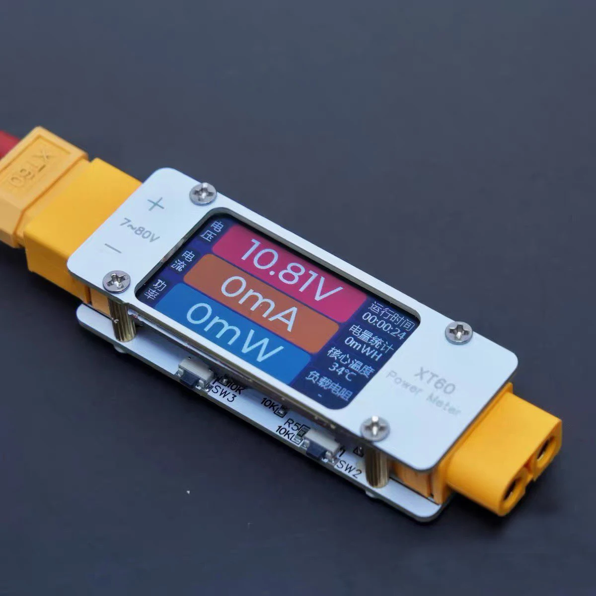 DC 7-80V 64A Bidirectional Power Meter XT60 Voltage Current Alarm 12V 24V 48V 60V Drone RC Battery Charger Discharger Monitor