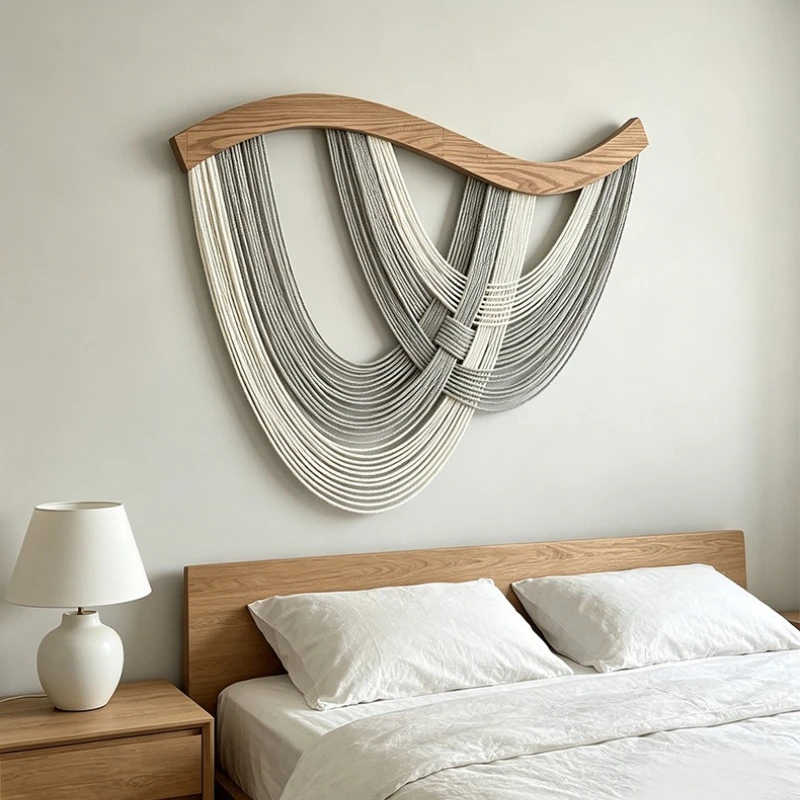 80x60cm Large Boho Decor Wall Yarn Tapestry Macrame Wall Hanging Handmade Tassel for Living Room Bedroom Apartment Home Decor