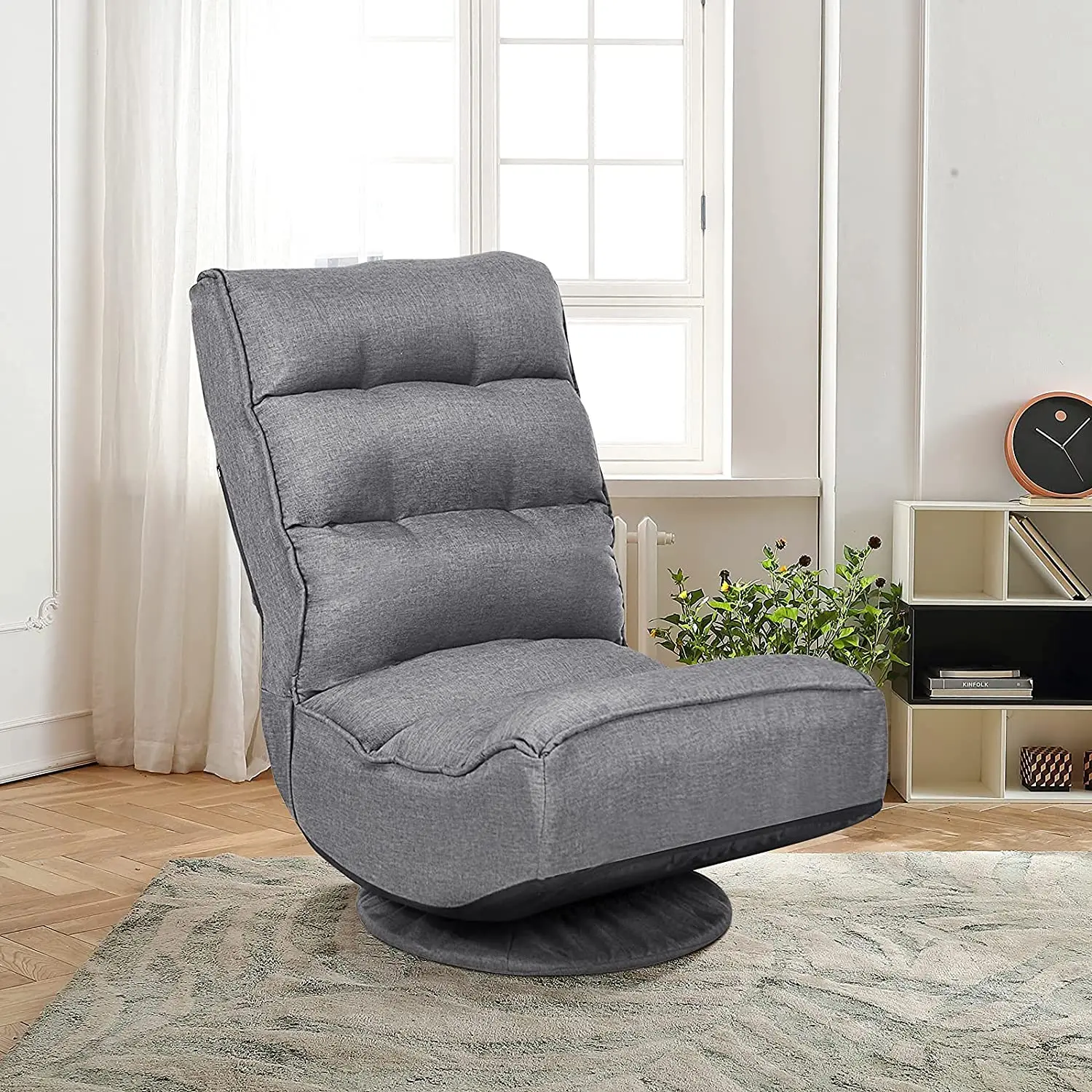 Casart 360 Degree Swivel Game Chair Folding 4-Position Adjustable Floor Lazy Sofa Chair  US