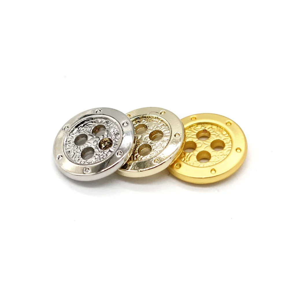 HENGC 11mm 4 Holes Small Gold Metal Shirt Buttons for Clothing Fashion Children Dress Blouse Decorative Sewing Accessories