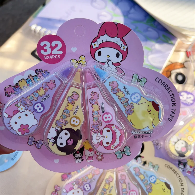 Imagem -05 - Sanrio Olá Kitty Fita Corretiva Kuromi Hellokitty Minha Melodia Papelaria Kawaii Promocional Material de Escritório Escolar Presente Atacado Novo 2023