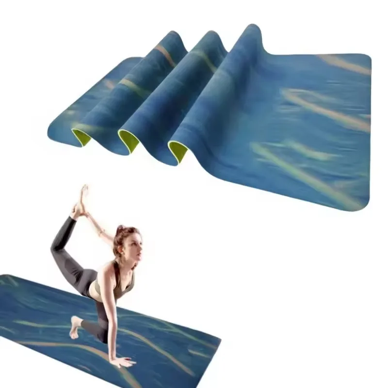 Aurora Gradient Flow Texture Durable Soft Eco Friendly Comfortable Non Toxic Frosted PU Dual Layer Anti Slip Rubber Yoga Mat