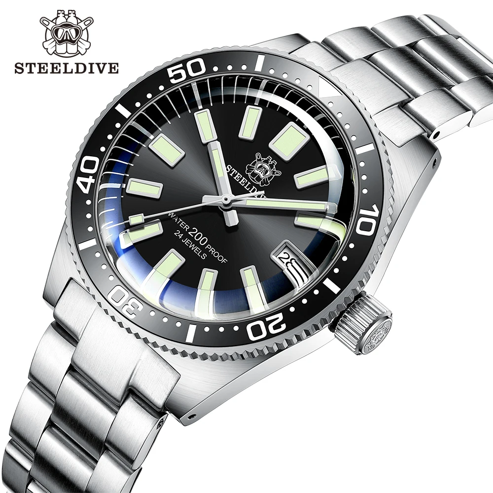 

SD1962 Steeldive Brand Blue Ceramic Bezel NH35 Automatic Movement Mechanical Mens Dive Watch