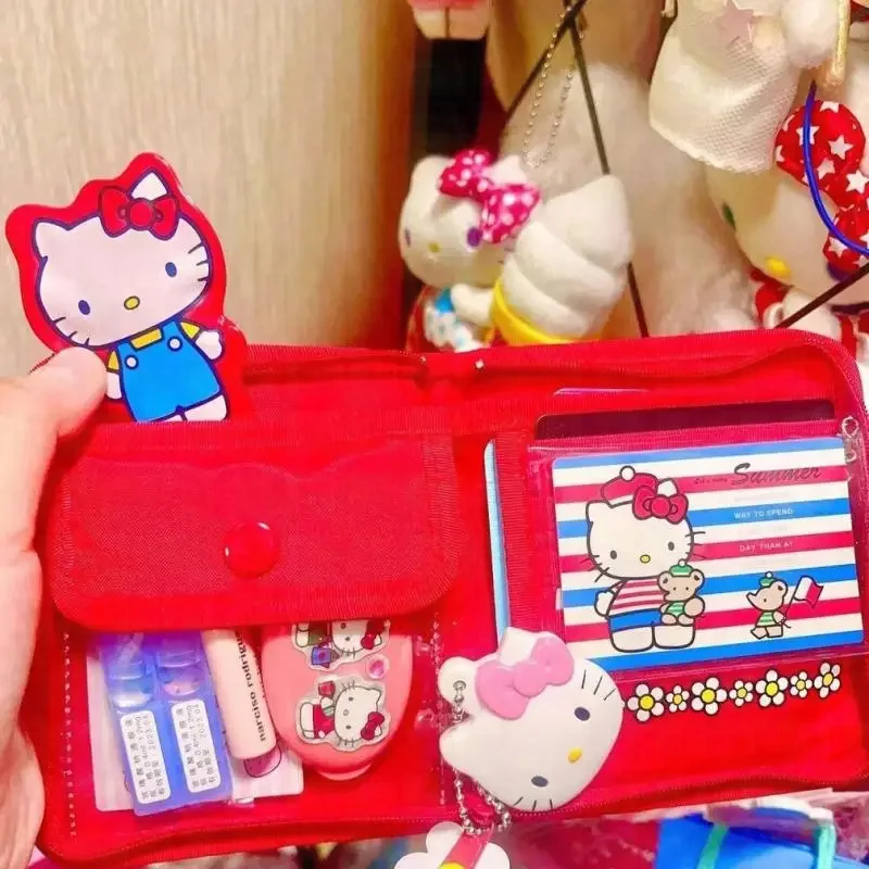 Sanrioed Kitty Pvc Card Holder Multifunction Card Cover Coin Purse Storage Bag High Capacity Multifunction Wallet Friend Gift