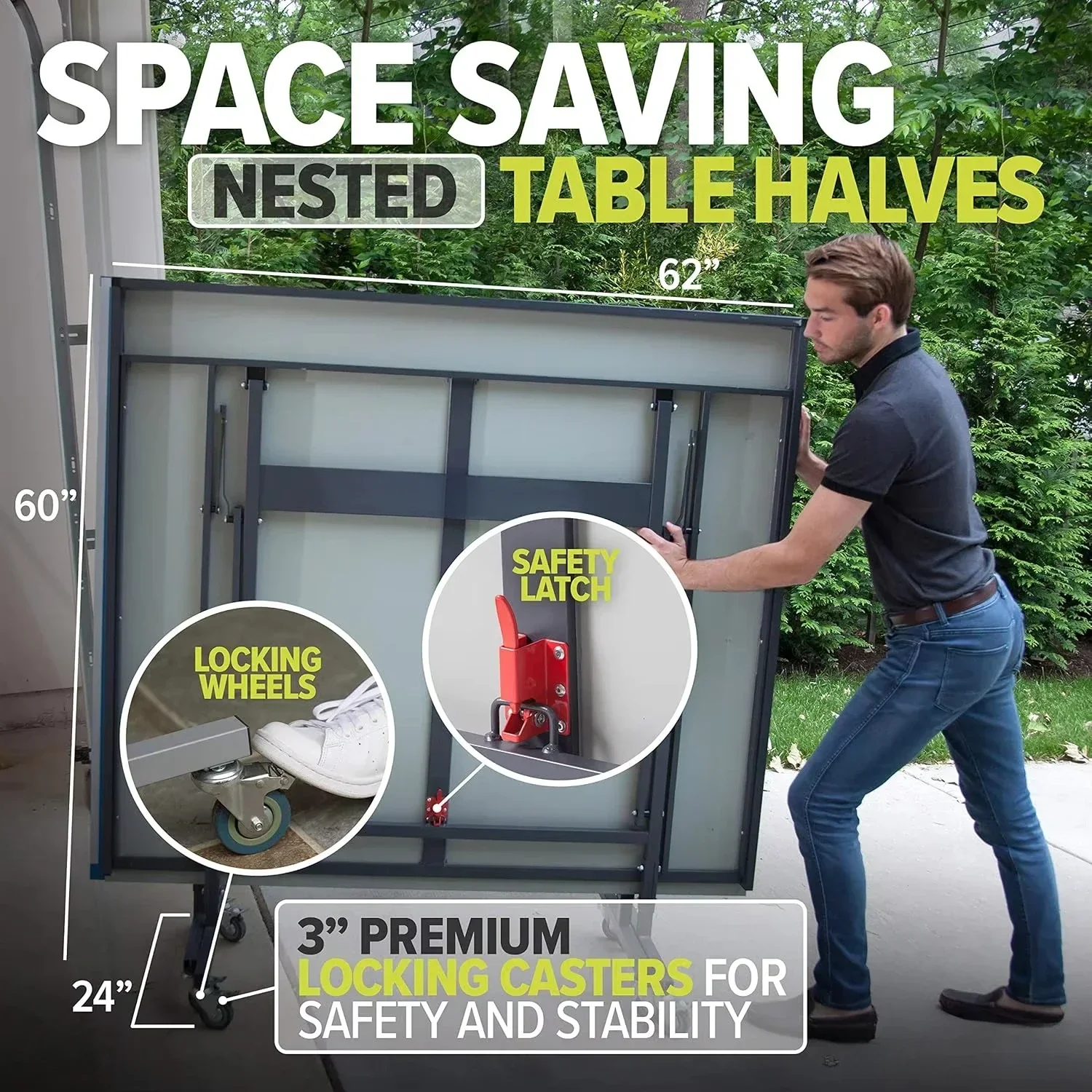 Outdoor Table Tennis Table with Waterproof Net Set - Quick Assembly - All Weather Aluminum Composite Outdoor Ping Pong