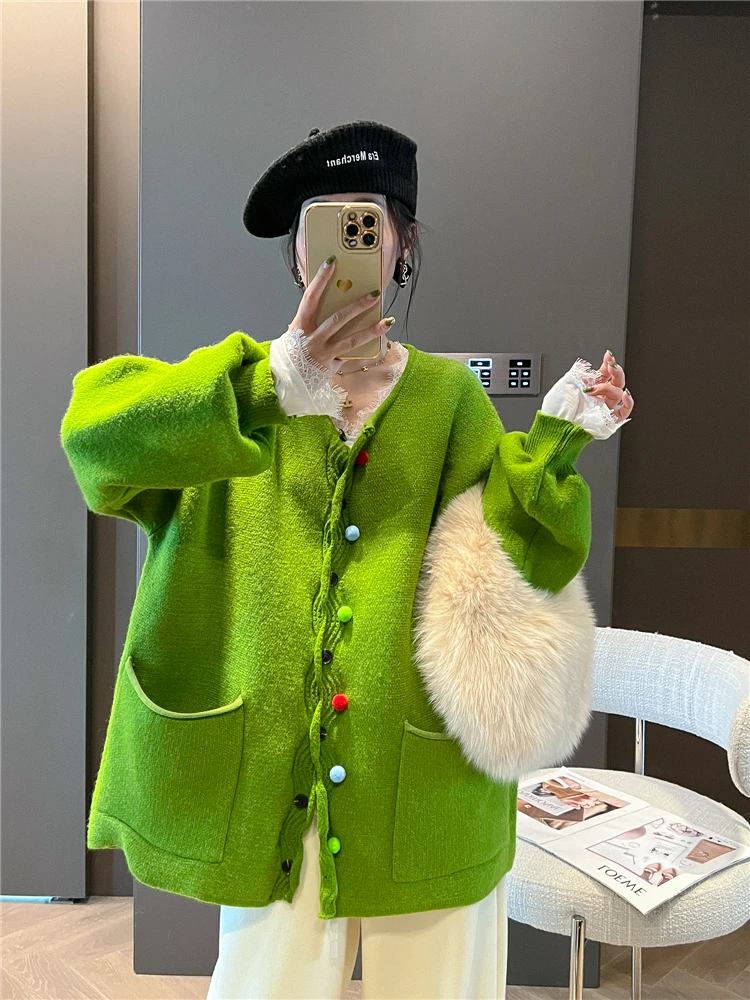 

Ретро-свитер женский свободного кроя, вязаный топ в стиле кэжуал, осенне-зимняя новинка MRS AO