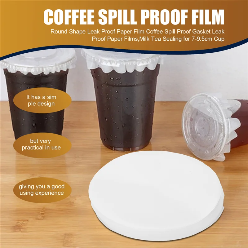

B47B-Round Shape Leak Proof Paper Film Coffee Spill Proof Gasket Leak Proof Paper Films,Milk Tea Sealing For 7-9.5Cm Cup