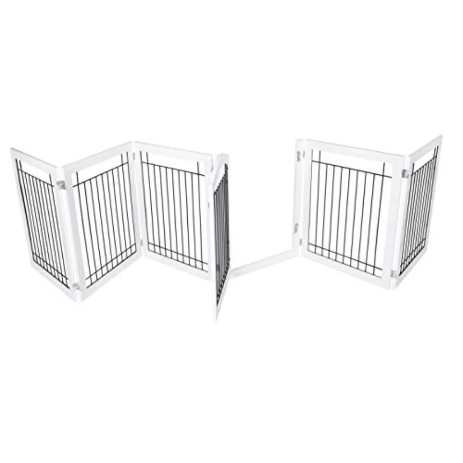 

Деревянный вольер-ограждение для собак с дверцей, 6 секций, высотой 30 дюймов – прочный, из дерева и проволоки