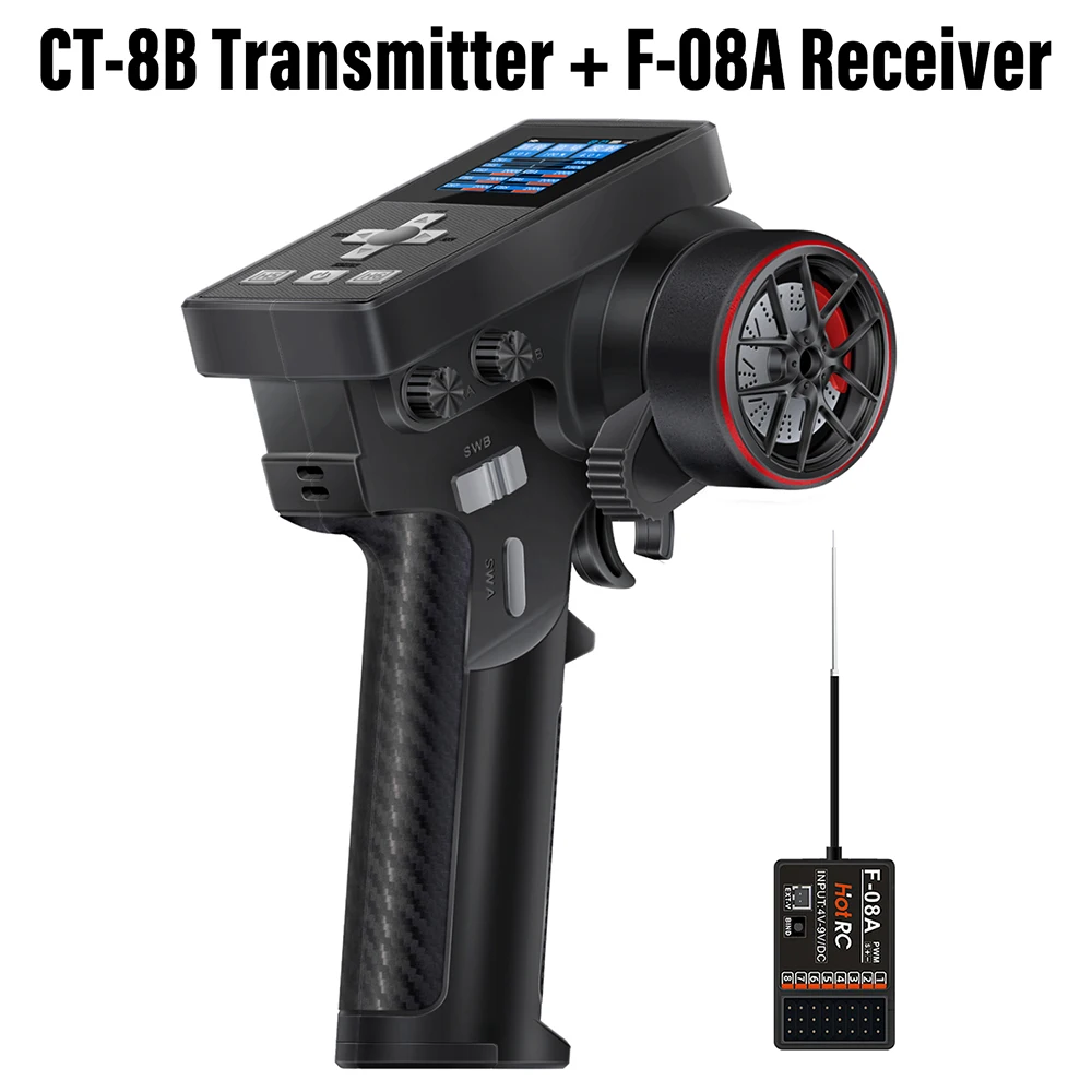 NEW HotRC CT-8B 8CH Radio Transmitter 2.4GHz with F-08A Receiver For RC Car Boat Robot