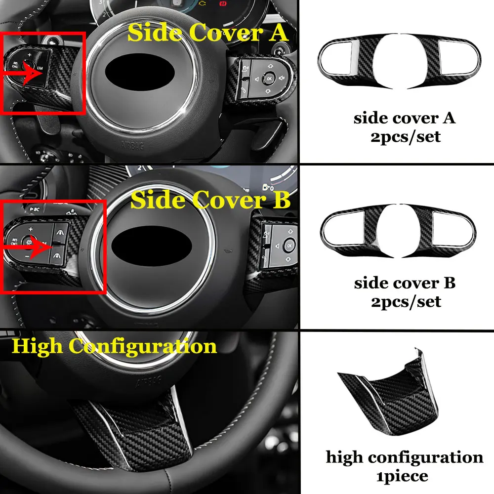 

Для Mini Cooper F55 F56 F60 2022 2023, крышка кнопки на руль автомобиля, наклейка, панель из настоящего углеродного волокна, интерьерные автоаксессуары