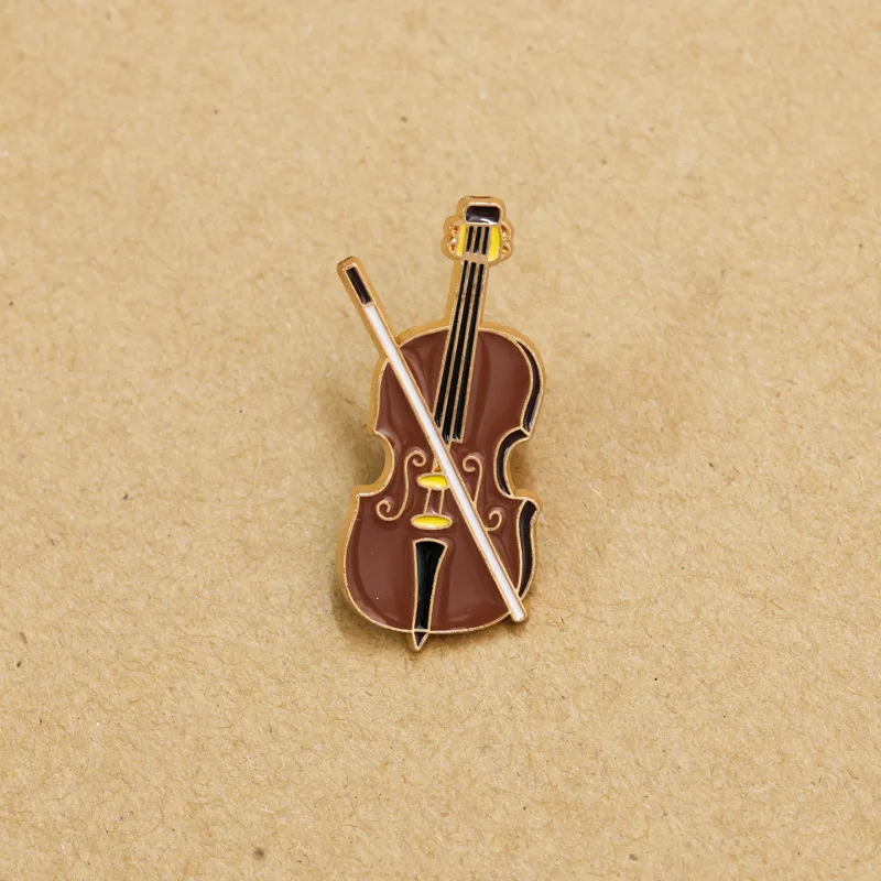 Cartoon Violin Enamel Pin Badge Brown Cello Musical Instruments Cute Brooch Jewelry Women Lapel Backpack Gift Wholesale - view 4