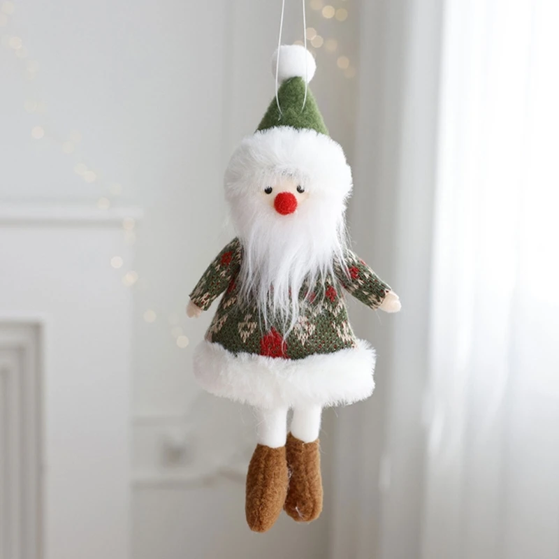 Christmas Tree Ornament Handmade Girl/Elk/Santa/Snowman Dolls Hanging Pendant Decorations for Holiday Festivities