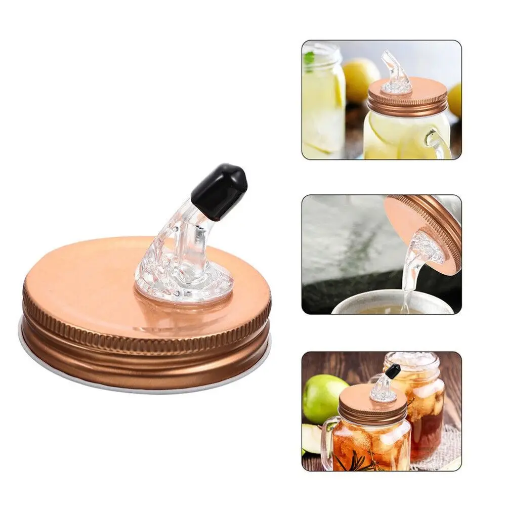 Plastic Mason Jar Pour Spout New Reusable with Pour Hole Mason Jar Lids Cover 70mm/86mm Leak-proof Spout Lid