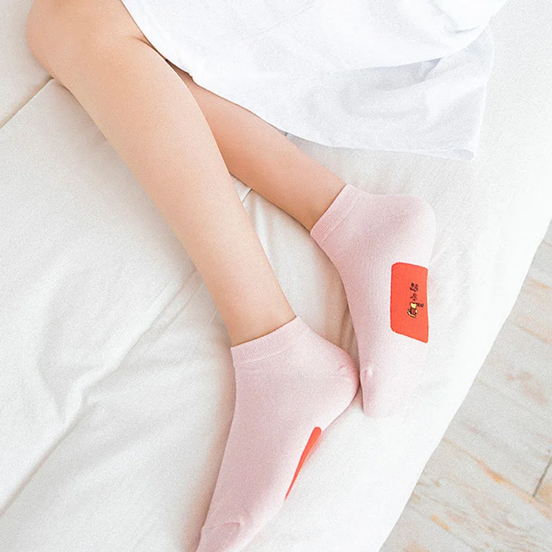5 أزواج جلب جيد محظوظ المرأة قصيرة الكاحل الجوارب خطوة على الشرير الحصول على ثروة النساء الجوارب القطن الأحمر الصينية مهرجان الجوارب