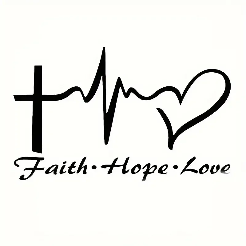 

Продемонстрируйте свою веру стильной надписью Hope, Faith, Love Heart, наклейка на машину