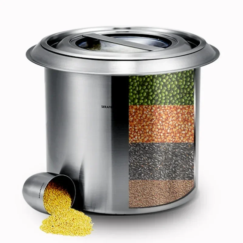 Italian Sunny stainless steel bucket, household rice storage box, insect-proof and moisture-proof sealing, kitchen rice box