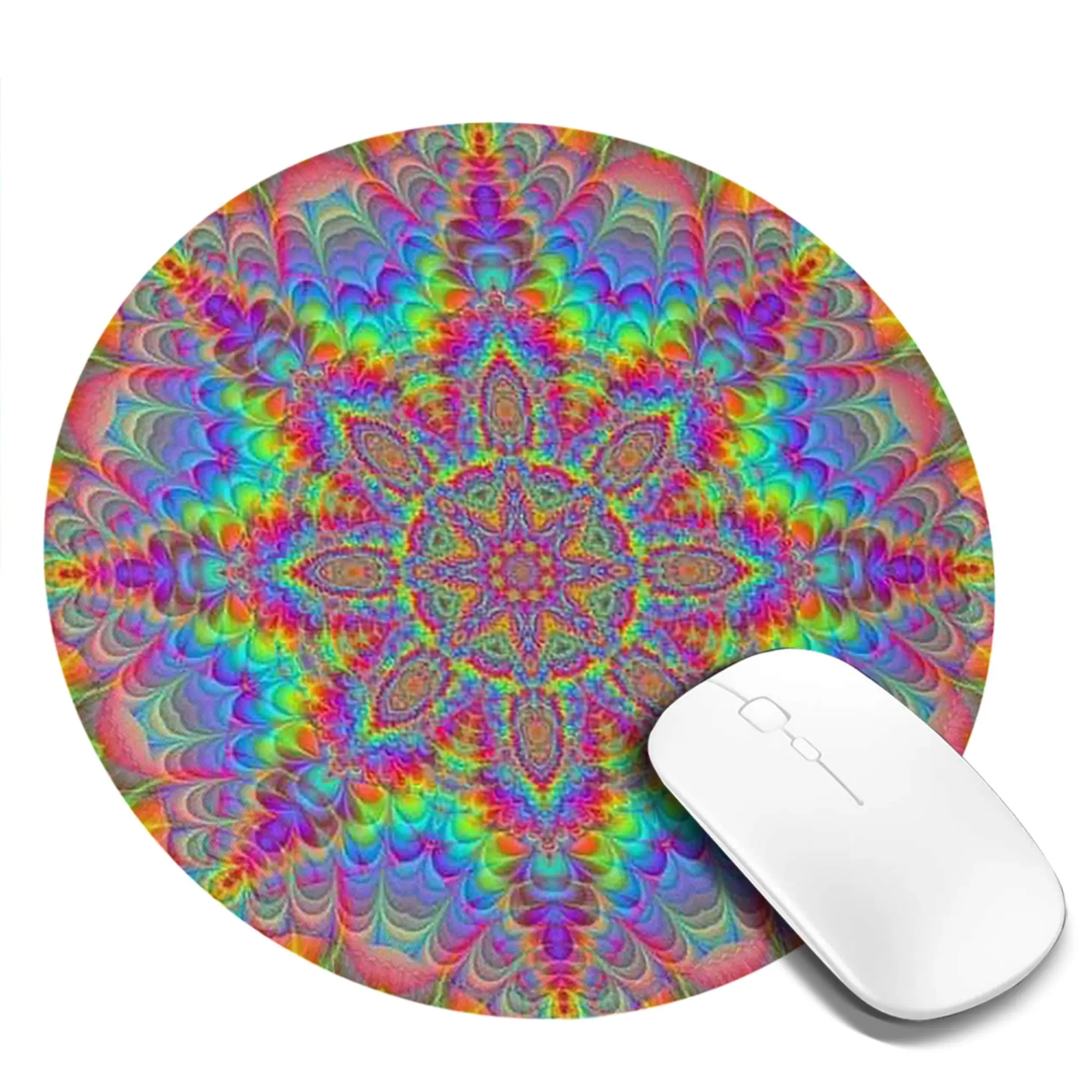 Psychedelic Black with Vibrant Magic Mouse Pad Computer Keyboard Mouse Mat Gamer Laptop Desk Mat Office Accessories Table Mats