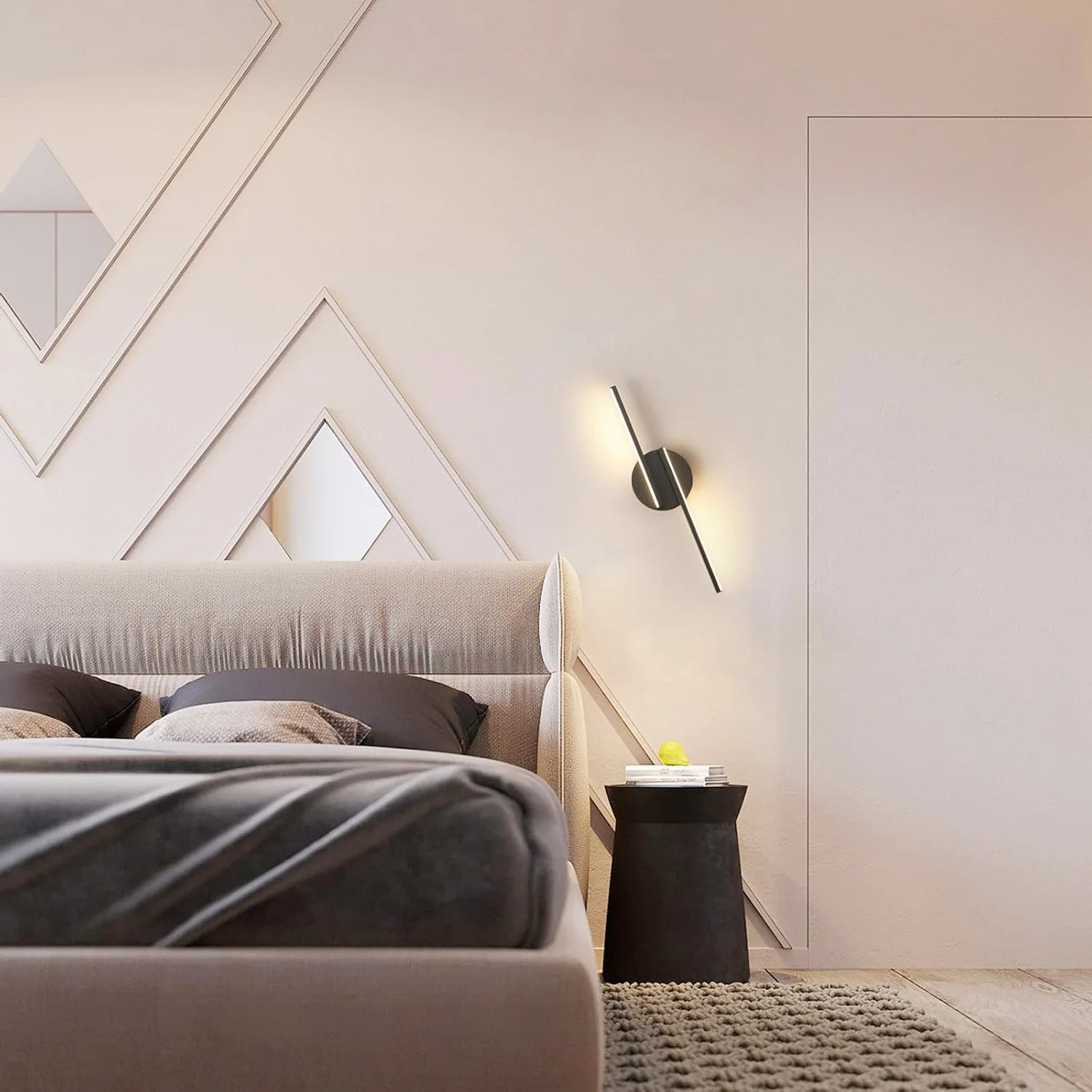 Schwarze LED-Wandleuchte, 1800 Lumen, 3500 K, warmweißes Licht, Innenraum-Deckenleuchte, LED-Wandleuchten für Wohnzimmer, Schlafzimmer, Flur, Treppenhaus, Wohnbereich. – Detail 3