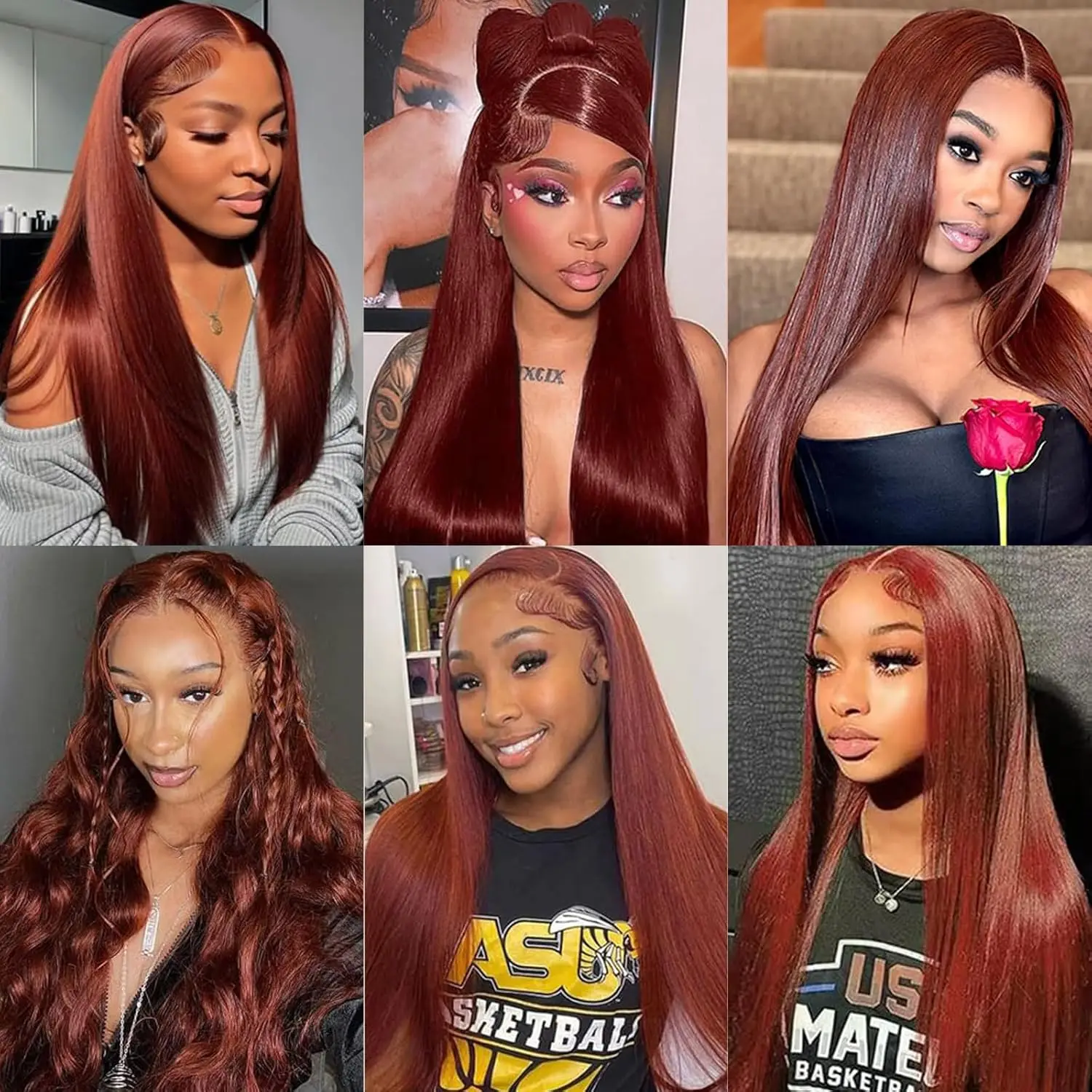 Straight Lace Front Wigs Human Hair Pre Plucked 13x6Transparent Lace Front Wigs for Women Reddish Brown Lace Front Wigs 33#