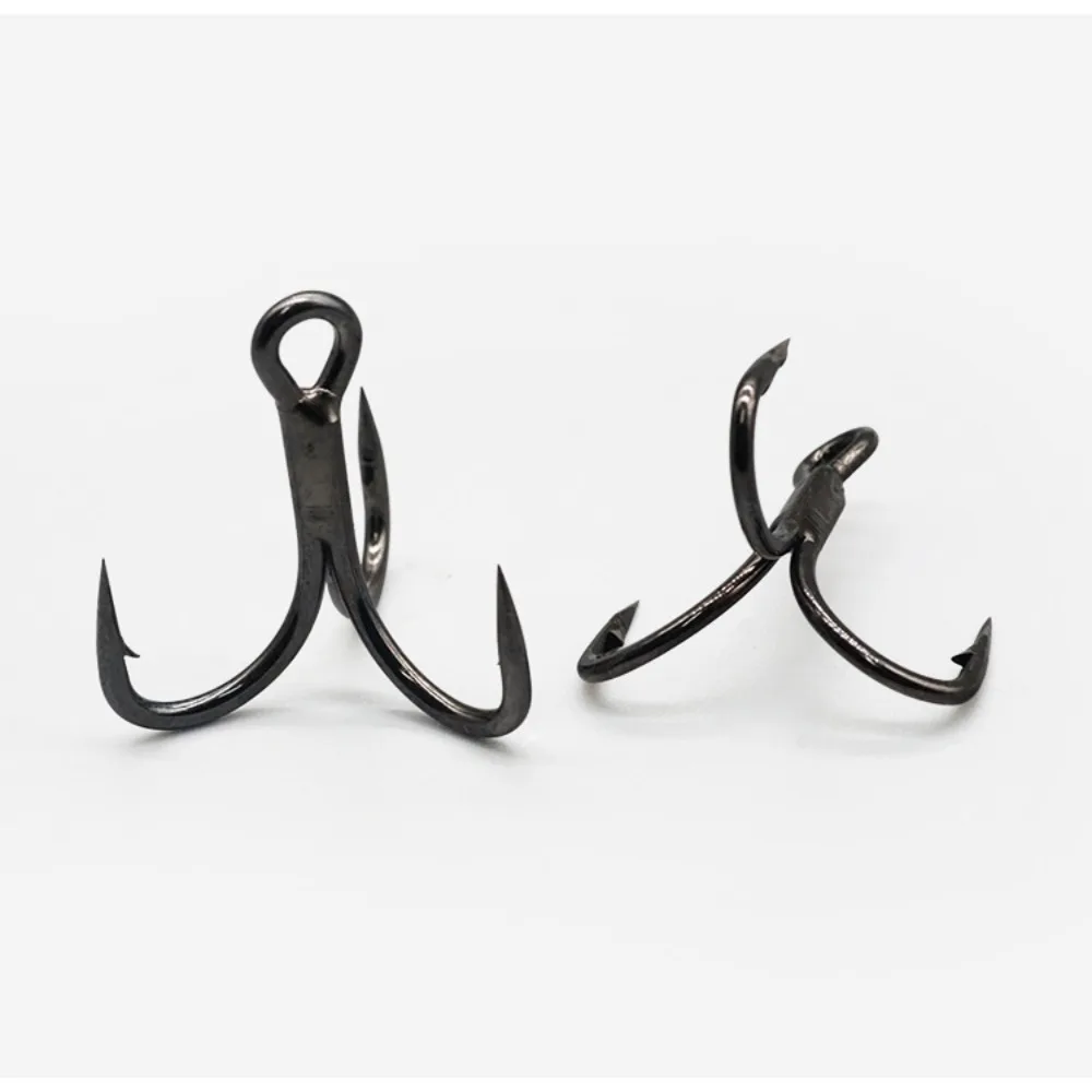 10pcs Treble Jig Fishhooks Black Fishing Tackle High Carbon Steel Hook 4X intensify Sharpness fishing Triple anchor hook Outdoor