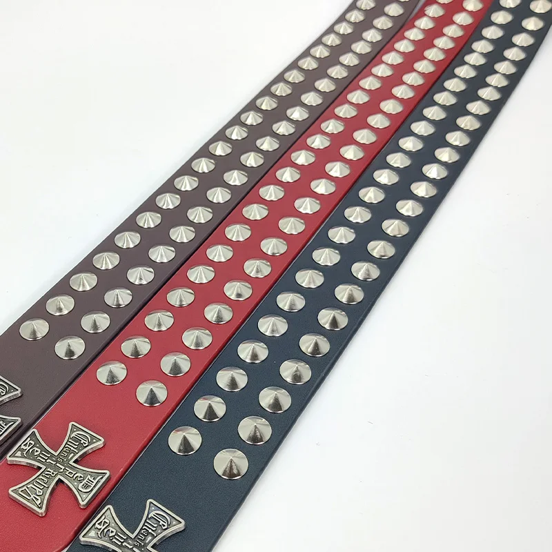 Unisex Cross Jeans Belt FeMale Gothic Accessory Punk Y2k Designer Belts For Women Hip Hop Plus Size Rivet Black Men's Belt Male