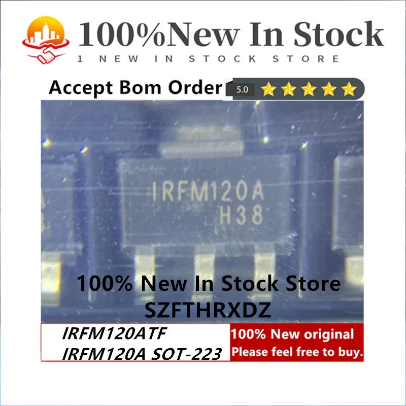 100% NEW ORIGINAL IRFM120ATF SOT223 IRFM120A Trans MOSFET N-CH 100V 2.3A 4-Pin(3+Tab) SOT-223 T/R