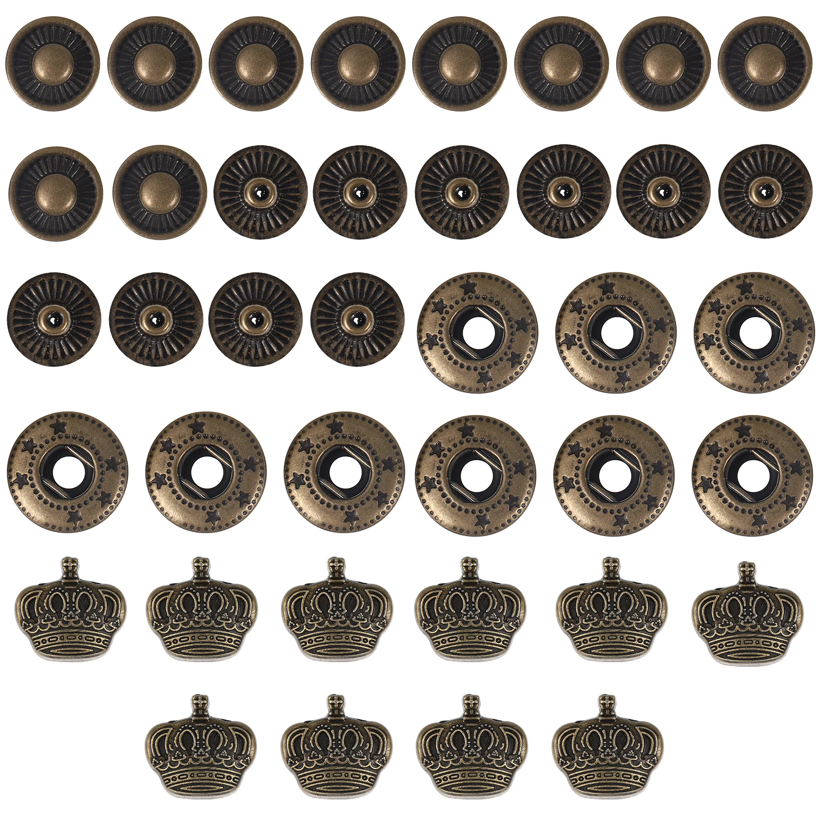 

10 Sets Metal Snap Buttons Alloy Fasteners DIY Clothes Accessories Craft Buckles Clothing Repair Durable Easy Install Gifts