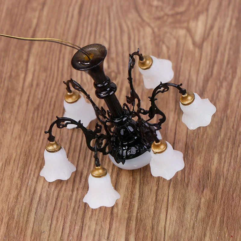 Casa de bonecas em miniatura lâmpada do teto luz parede lâmpada mesa mini iluminação led decoração para casa boneca móveis brinquedo pode ser brilhante