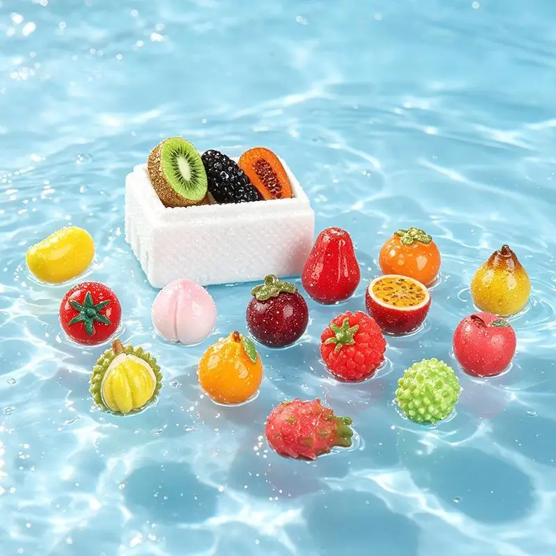 5Pcs Mini Resin Fake Fruit Ornaments 3D Simulation Fruit Pendants Charms For Micro Landscape DIY Craft Jewelry Making
