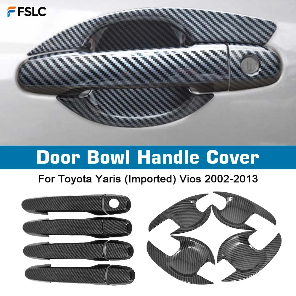 

⭐Genuine⭐ Car Decoration Door Bowl I Handle Cover For Toyota Yaris (Imported) Vios 2002-2013 Cars Accessories Carbon Fiber